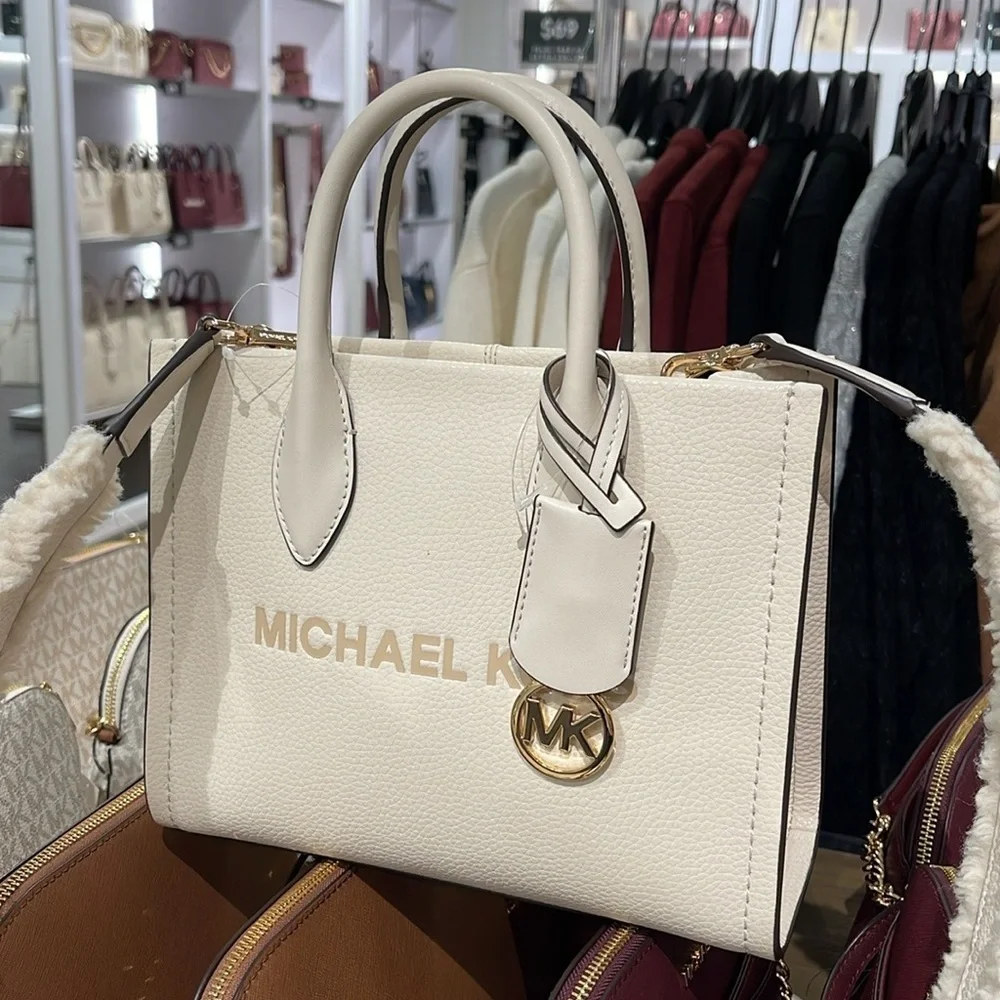 Michael Kors Mirella Small Pebbled Leather Shopper Top Zip Crossbody XBody Bag
